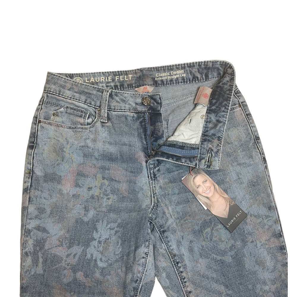 NWT Laurie Felt Classic Relaxed Straight Jeans with Floral Pattern Size 4P - Picture 6 of 12